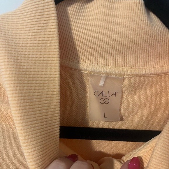 CALIA Athletic Workout Orange Button Neck Long Sleeve Sweater Size Large - Picture 5 of 7